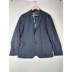 Ted Baker London Mens Charcoal Grey Herringbone Wool Blend Blazer Sport Coat 6